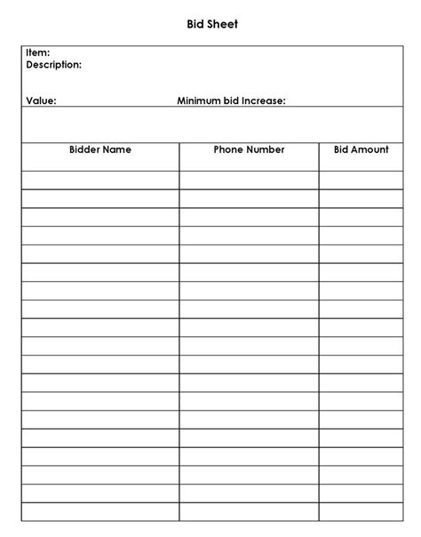 free printable auction forms.